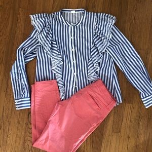 GAP Striped Ruffled Shirt